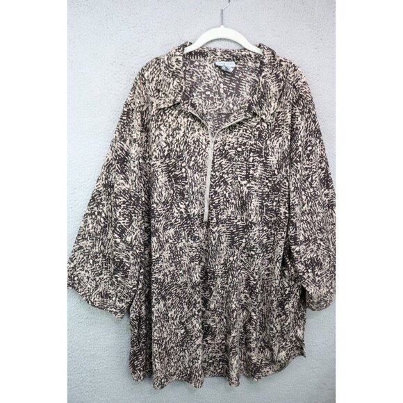 Catherines 1/4 Zip 3/4 Sleeve Tunic Top-Size 4X(30-32W)-Pockets-Silky - Picture 1 of 11